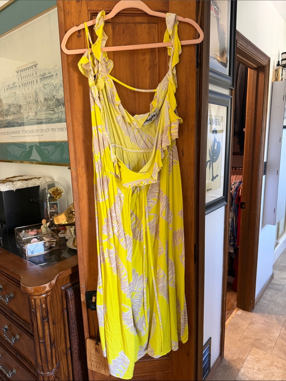 Meghan LA Yellow Floral Maxi Dress with Ruffle Straps